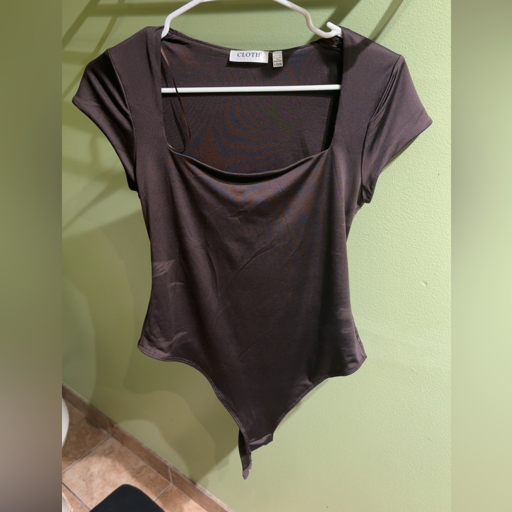 Gray Asymmetrical Cap Sleeve Bodysuit